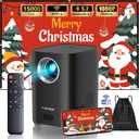 Projector, [Electric Focus] Projector with WiFi and Bluetooth, 15000Lumens 1080P Native Portable Black Projector, Outdoor Movie Projector