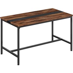 47.2'' Dining Table, Rectangle Color-Blocked Kitchen Dinner Table, for 6 People, Writing Desk, for Dining Room, Living Room, Office, Rustic Brown and Black TCZ12BF