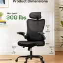 Marsail Ergonomic Office Chair: Office Desk Chair with High Back Mesh and Adjustable Lumbar Support Rolling Work Swivel Task Chairs with Wheel 3D Armrests and Headrest, Black