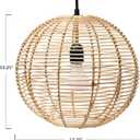 Modern Boho Handwoven Globe Rattan Pendant Light; Coastal Kitchen Lighting, Natural, 13.25" L x 13.25" W x 12" H