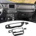 for Jeep JL Center Console Dashboard AC Control Panel Trim Cover for 2018-2023 Jeep Wrangler JL JLU & for Jeep Gladiator JT 2020-2023 Black Carbon Fiber Interior Accessories 5pcs