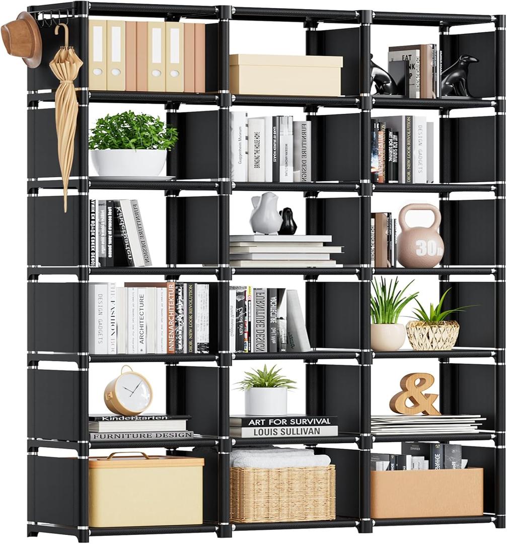 Mavivegue Bookcase, 18-Cube Extra Large Book Shelf, DIY Cube Storage Organizer for Bedroom, Living Room, Home Office , Black