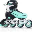 MammyGol Adults Adjustable Inline Skates, Safe and Durable Roller Skates with Giant Wheels, High Performance Professional Skates for Men Women Youth (X-Large - Adult (6-8 Men/7-9 Women), Teal)