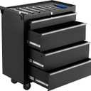 IDEALHOUSE Rolling Tool Chest, 4 Drawers Tool Storage Cabinet, Toolbox with Wheels, Portable Tool Cabinet Organizer with Locking System & Drawer Liners, Tool Storage Cart for Garage, Workshop, Black