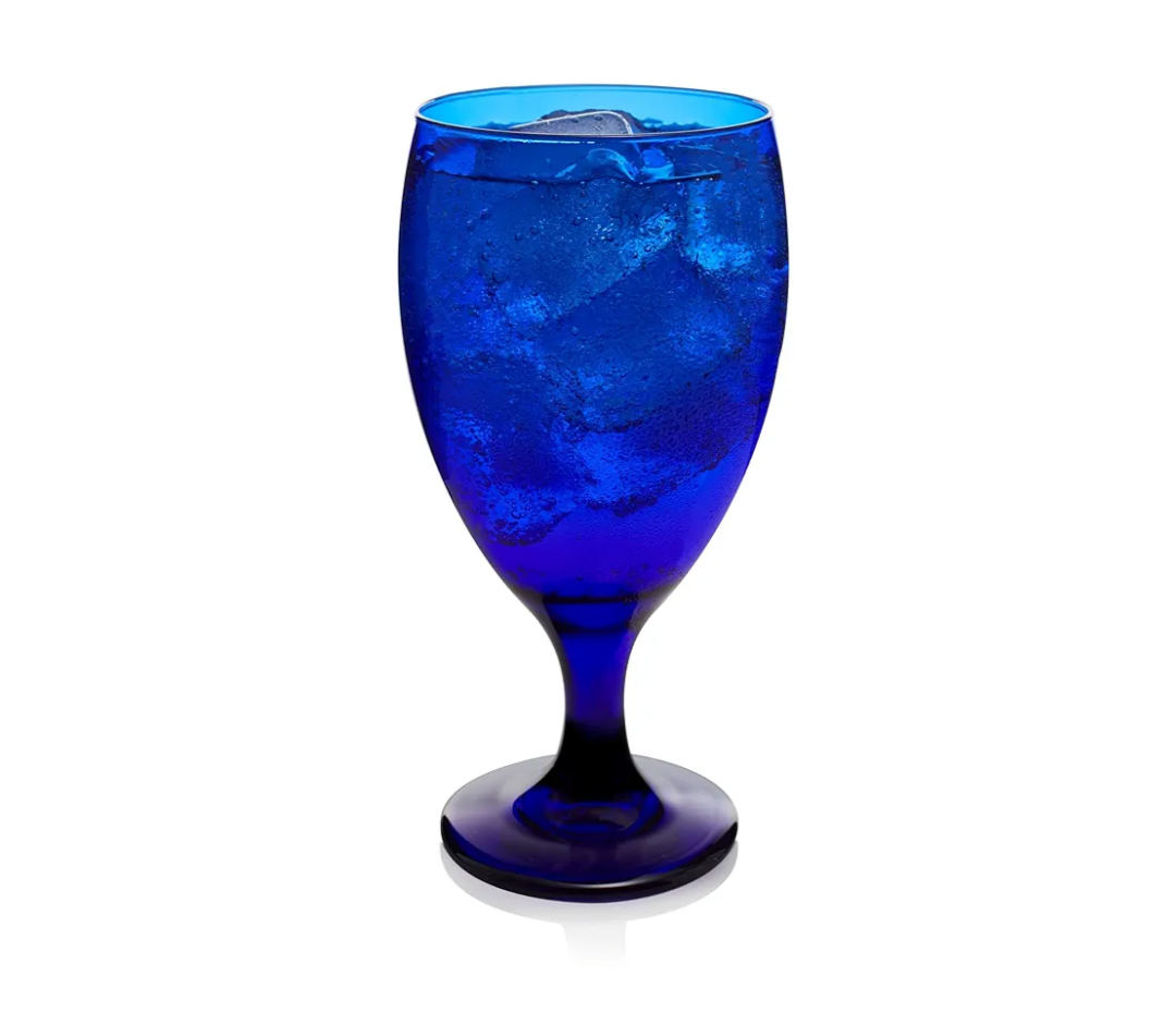 Libbey Premiere Cobalt Iced Tea Glasses, Stylish Cobalt Blue Drinking Glasses Set of 12, Dishwasher Safe Stemmed Water Goblets for Parties and More