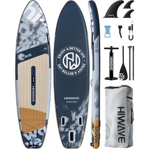 Hiwave Inflatable Touring Paddle Board 11'6" x 35", Extra Wide SUP with 450 lb Capacity, Smooth Glide for Long Distance Paddling, Large Cargo Space for Travel, Stable for Beginners