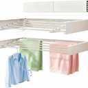 Dometrix Wall Mount Clothes Drying Rack 23", 50lbs Capacity, Foldable White | Hidden Space Saver for Laundry with Wall Template, 5 Stainless Steel Rods, Outdoor and Indoor