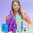 SEISSO Quick Stack Cups, 24PCS Stacking Cups Training Game for School Family Party, Kids Gifts Starter Set of Stacking Cup,Blue & Purple