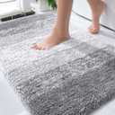 OLANLY Bathroom Rug Mat 30x20, Extra Soft and Absorbent Microfiber Bath Rugs, Non-Slip Plush Shaggy Bath Carpet, Machine Wash Dry, Bath Mats for Bathroom Floor, Tub and Shower, Light Grey