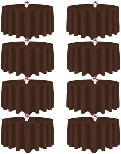 CKIKU 2 Packs 120 Inch Brown Round Tablecloth in Diameter, Washable Polyester Fabric Tablecloths, Wrinkle Resistant Table Cloth for Wedding Party Banquet Dining