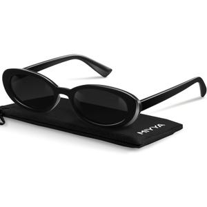 miyya 2025 Polarized Oval Sunglasses with UV Protection - Multiple Trendy Colors & Patterns (Black)