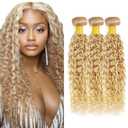 Honey Blonde Bundles Highlight Kinky Curly Bundle Human Hair 20 22 24 Inch 150g Brazilian Virgin Hair 3 Bundles 27/613 Curly Bundle Human Hair Extensions
