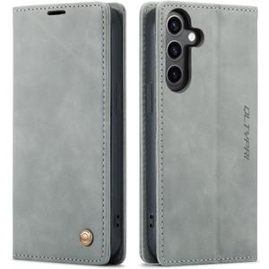 QLTYPRI Case for Samsung Galaxy A16 4G/5G, Vintage PU Leather Wallet Case Card Slot Kickstand Magnetic Closure Shockproof Flip Folio Case Cover for Samsung Galaxy A16 - Grey