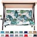 Outdoor/Indoor Swing Replacement Cushion,2 or 3 Seats Bench Cushions with Backrest, Thicken 4" Recliner Seat Pad for Garden/Patio, Waterproof Premium Tufted Cushion with Ties(Tropical White-47x40x4in)