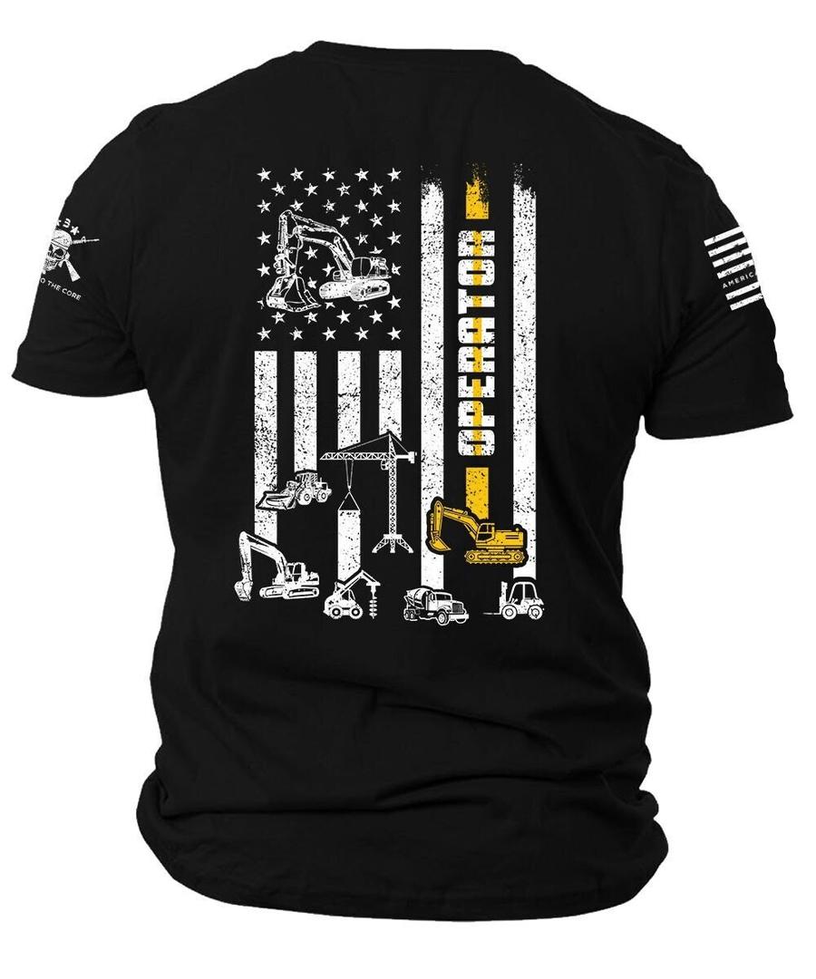 Heavy Equipment Operator USA Flag Operator Gift T-Shirt 2X
