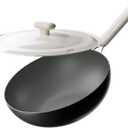 Carbon Steel Wok Pan - 11.8 Inch Pre-Seasoned Flat Bottom Chinese Woks & Stir Fry Pans with Lid, Lightweight Kitchen Cookware for All Stovetops, Gas, Electric, Gift Set for Women/Mom