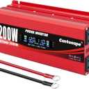 Cantonape 1200W Car Power Inverter DC 12V to 110V/120V AC Converter with LCD Display Dual AC Outlets and Dual USB Car Charger for Car Camping Laptop Truck Red