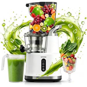 SIFENE Cold Press Juicer Machine, 3.3" Chute Whole Fruits Vegetables,White