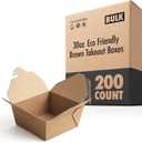 Stock Your Home Take Out Food Containers Microwaveable Kraft Brown Take Out Boxes 30 oz (200 Pack) Leak and Grease Resistant for Restaurant, Catering and Party