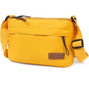 Crossbody Sling Bag Canvas Purse Small Shoulder Handbag 5 Pocket Casual Travel Messenger Hobo Bag Phone Satchel Backpack (Yellow)