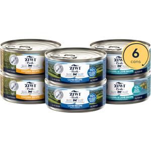 ZIWI Peak Wet Cat Food Variety Pack - Chicken, Mackerel & Lamb, and Lamb, 6 Pack (3oz Each)