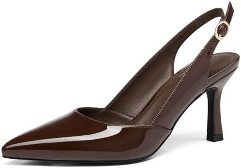 Rilista Women's Slingback Kitten Heels Closed Pointed Toe Wedding Party Dress Pumps Shoes (9)