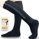 Ailaka Medical 15-20 mmHg Zipper Compression Socks Women Men (2X-Large (1 Pair), Black)