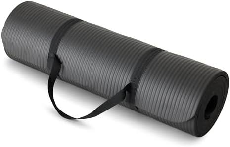 1/2 Inch Extra Thick Exercise Yoga Mat with Carrying Strap, Cushioned Support, for Fitness and Gym Workouts