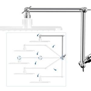 18'' Shower Head Extension Arm, Anti-Leak Adjustable Shower Arm Extender for Rain & Handheld Shower Head, Extended Shower Arm with G1/2 Universal Connector Compatible (Extend, Chrome)