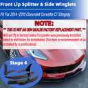 Front Bumper Lip Splitter Spoiler + Side Winglets Fit for Chevy Corvette C7 1LT/ 2LT/ 3LT/ Z06/ Z51/ Stingray/Grand Sport 2014-2019 Gloss Black 4pcs Exterior Accessories Air Chin Body Kit