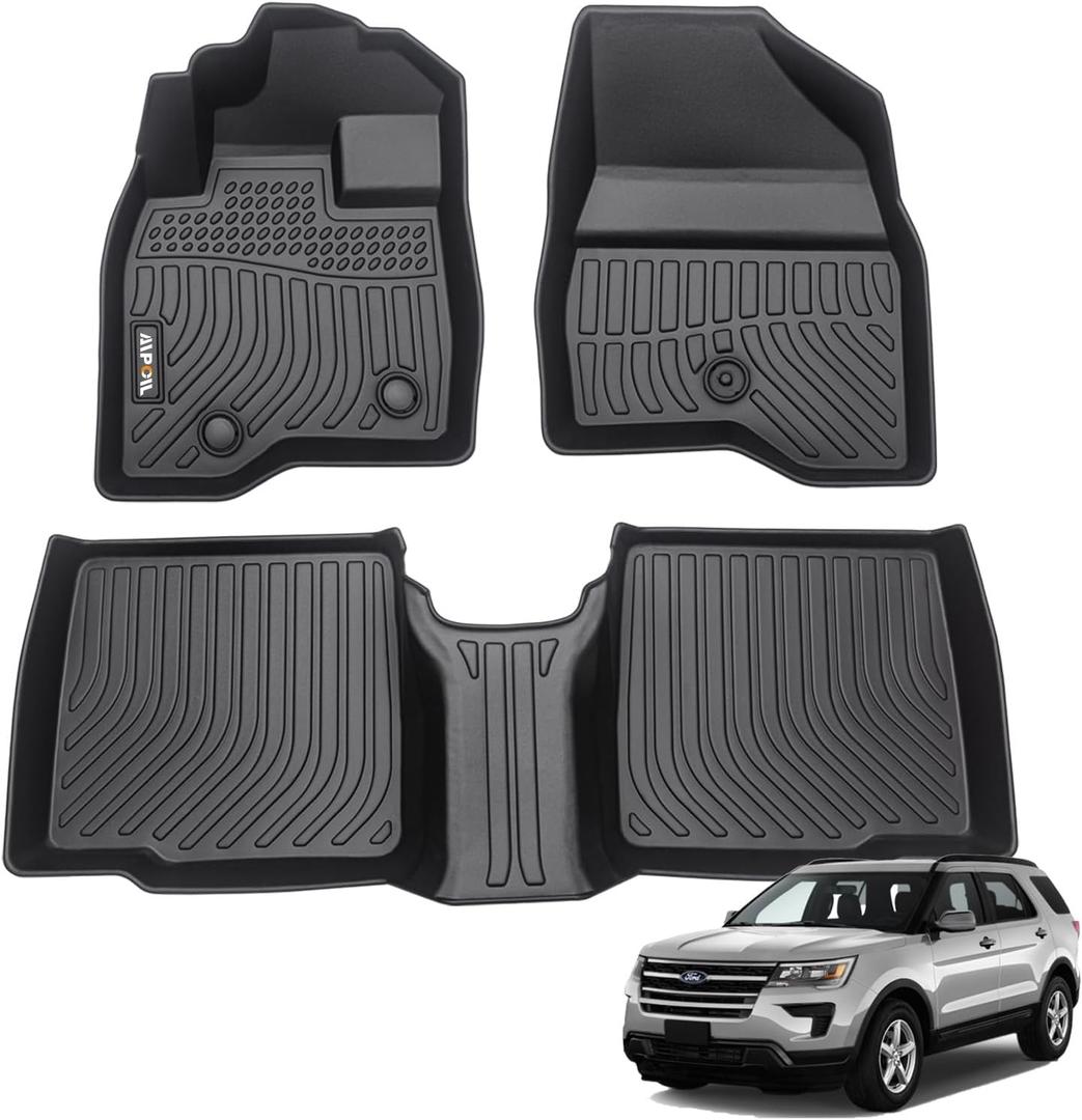 AIPOIL Floor Mats for 2015-2019 Ford Explorer 7 Seats Front Two Rows of Floor mats | All-Weather | Easy to Clean | All-Round Protection Accessories