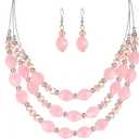 3 Layered Chunky Statement Necklace for Women Beaded Strand Necklaces with Earring Fashion Costumes Collar Necklace Jewelry Sets Gifts for Women