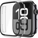 Misxi 2 Pack Tempered Glass Case Compatible for Apple Watch Series 11 (2025) Series 10 46mm, Hard PC Screen Protector Overall Protection ScratchResistant Cover for iWatch, 1 Silver + 1 Transparent