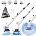 Keimi Electric Spin Scrubber, Full-Body IPX7 Waterproof Cordless Shower Scrubber with 4 Replaceable Heads, Upgraded Extension Handle, 2H Work Time, 2 Speeds for Bathroom Shower Tile Glass