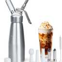 Whipped Cream Dispenser 500ml, 1 Pint Aluminum Whipped Cream Canister with 6 Decorating Nozzles, Leak-Proof Whipped Cream Maker Cream Whipper for Desserts & DrinksN2O Charger not Included