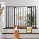 Cumbor 29.7-48" Baby Gate for Stairs, Mom's Choice Awards Winner-Dog Gate for Doorways, Auto Close Safety Pet Gate for Dogs Indoor, Easy Install Pressure Mounted Child Gate with Walk Thru Door, Black