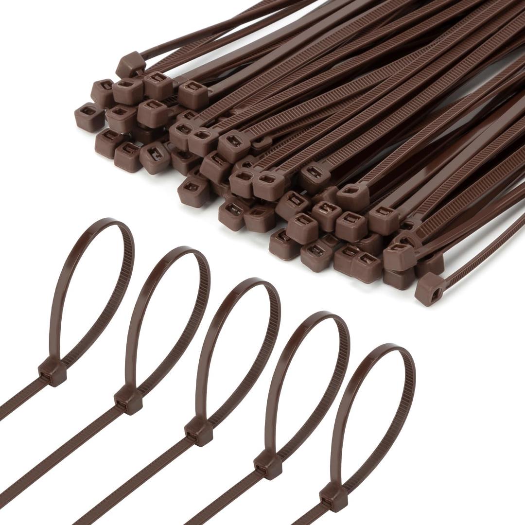 8 Inch Brown Zip Tie 1000 PCS, 40 Lbs - Small to Medium Zip Tie, Nylon PA66 UV Resistant Cable Tie Heavy Duty for Indoor and Outdoor Use - Ideal for bundling and securing objects (8-inch/3 2/3-ounce)