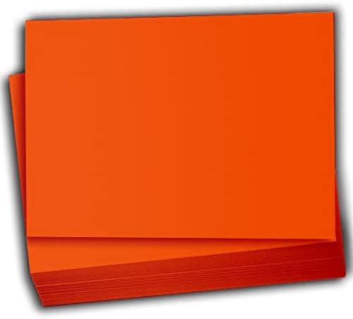 Hamilco Colored Scrapbook Cardstock Paper 5x7 Card Stock Paper 65 lb Cover 100 Pack (Fire Orange)