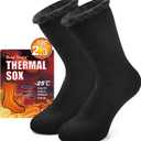 Busy Socks Winter Warm Thermal Socks for Men Women Extra Thick Insulated Heated Crew Boot Socks for Extreme Cold Weather (Medium, Black)