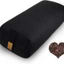 Organic Buckwheat Bolster (24X10.5X5.5 in) Supportive Rectangular Meditation Pillow 100% Cotton Cover Yoga Pillow