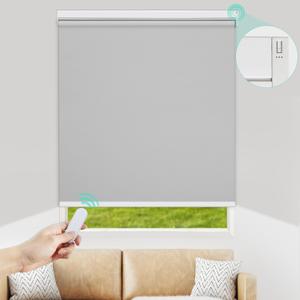 Allesin Motorized Roller Blinds with Remote Control for Windows, Blackout Smart Roller Shade, Battery Powered Electric Smart Blind (Grey,H72 x W35) (35"W x 72"H, Gray)