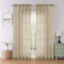 Lecloud Taupe Sheer Curtains for Bedroom Decor 84 Inches Long 2 Pcs, Modern Farmhouse Decor Rod Pockets Airy Light Filtering Curtains for Living Room, Dining Room Drapes, Each Panel 59" W x 84" L