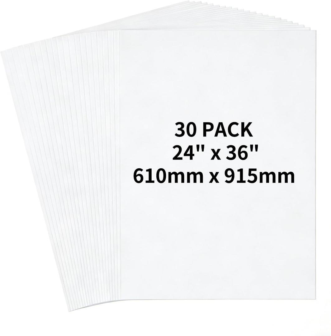 24x36 inches White Poster Board, 30 Packs Large poster paper, Heavyweight Poster Paper Bulk, Blank Display Board for School, Office & Craft Projects