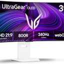 LG 39GX90SA-W 39-inch Ultragear WQHD (3440 x 1440) OLED Curved Gaming Monitor 240Hz, 1ms, NVIDIA G-Sync Compatible, AMD FreeSync Premium, VESA DisplayHDR True Black 400, webOS, USB Type-C, White