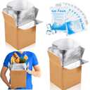 Honoson 2 Pcs Thermal Insulated Shipping Boxes for Frozen Food with Ice Pack and Aluminum Foil Liner for Shipping Big Cold Pack Cooler Mailing Boxes for Moving Hot Frozen Food (6'' X 5'' X 6.5'')