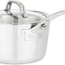 Viking Contemporary 3-Ply Stainless Steel Sauce Pan with Glass Lid, 3.4 Quart Saucepan Cooking Pot, Dishwasher and Oven Safe, Induction Ready, Silver
