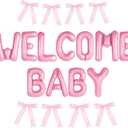 Pink Bow Welcome Baby Party Decorations Banner Photo Props Bow Theme Baby Party Hanging Banner