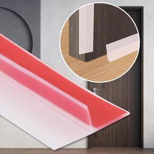 Peel and Stick Shower Door Draft Stopper, T-Shaped Silicone Weather Stripping, Double Sided Self-Adhesive Seal Strip for Gaps (Clear, 40ft x 1.97in)