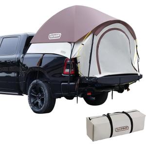 Tecoom Truck Tent Bed, Double Layer Waterproof PU3000mm for 5.5-6.7ft, Portable 2/3 Person Compact Full Size Pickup for Back of Camping Beach (Khaki)