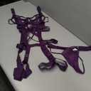 Lilosy Sexy Strappy Crisscross Cutout Underwire Garter Belt Lingerie Set Rave Outfits (Purple) XL